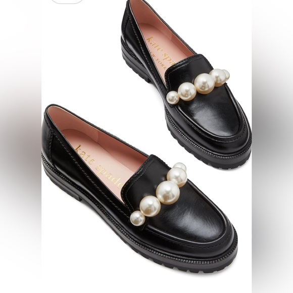 Kate spade black posh pearl loafer Size 8B - Picture 2 of 12